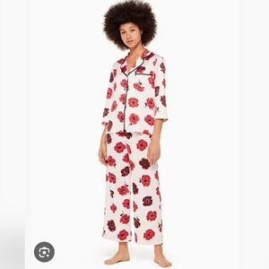 Kate Spade New York Women' 3/4 Sleeve Pajama Set Size XS Satin Floral Comfy